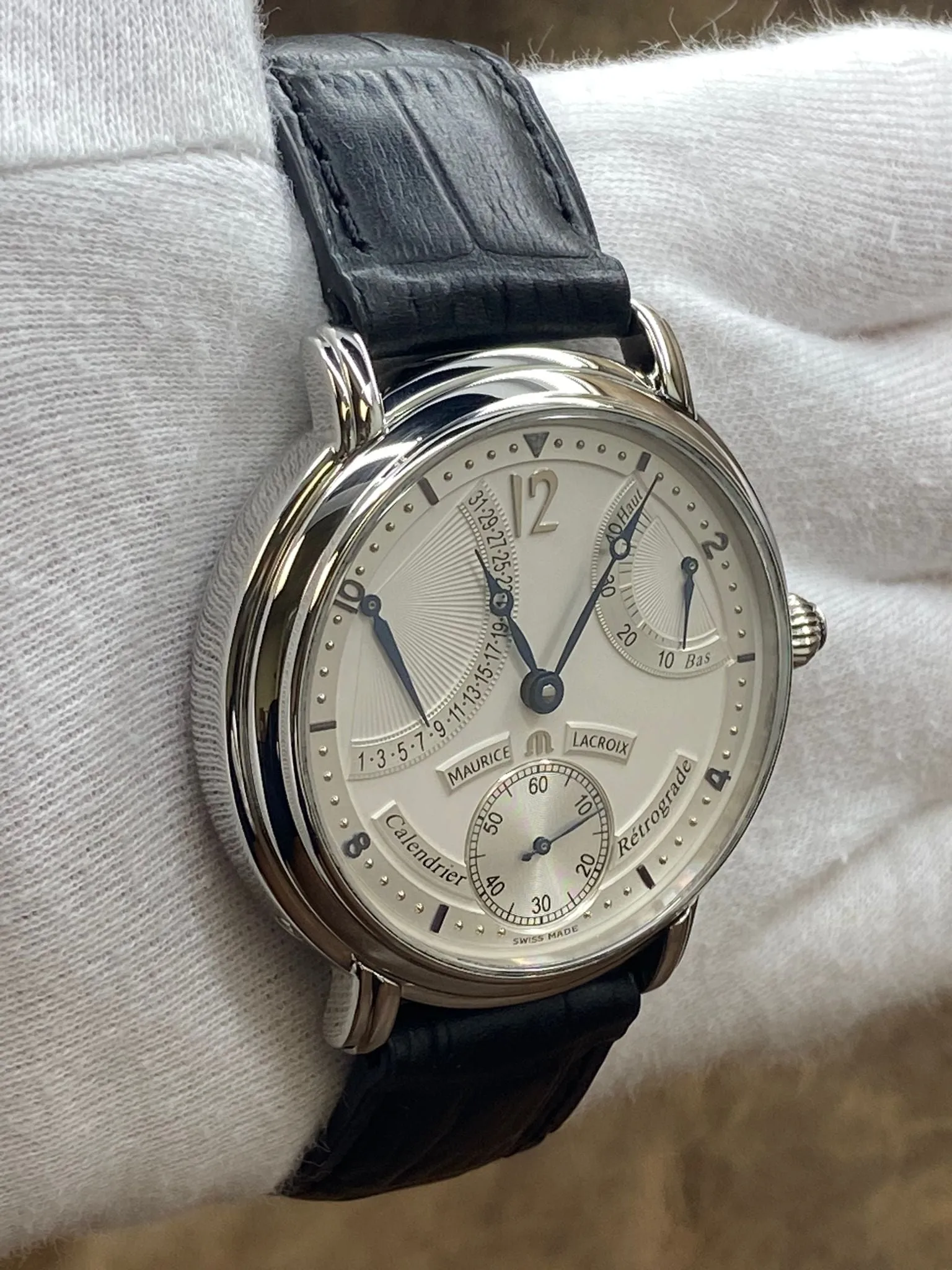 Maurice Lacroix Masterpiece Calendar Retrograde MP6198 Silver Dial Manual Wind Men's Watch