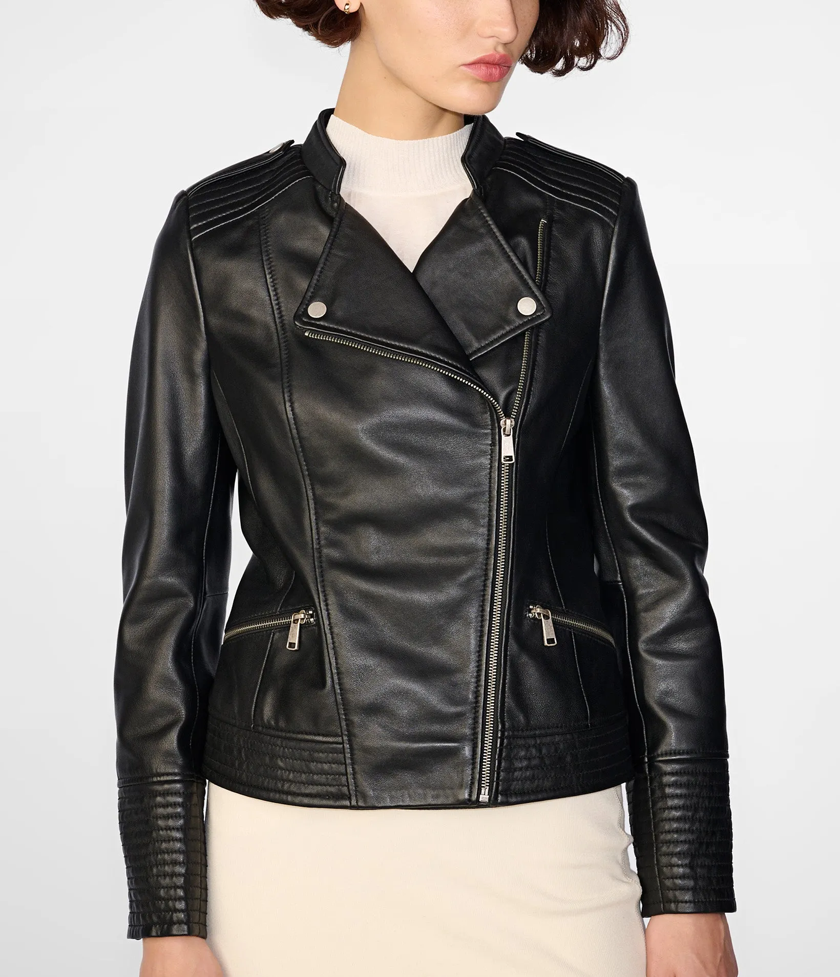 Monica Asymmetrical Leather Jacket