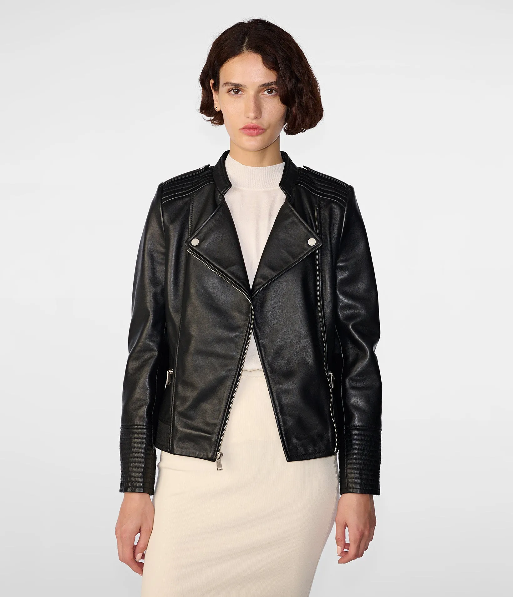 Monica Asymmetrical Leather Jacket