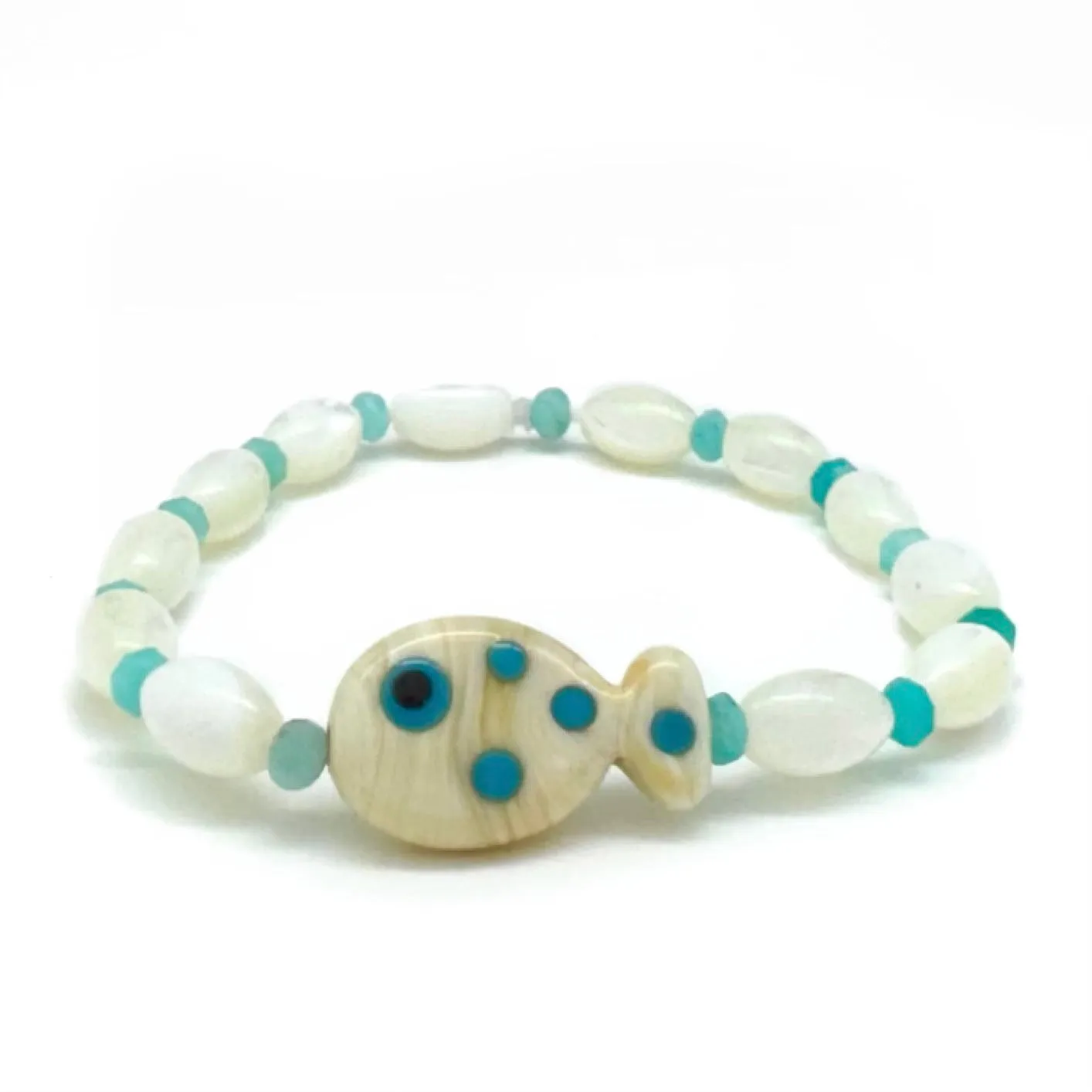 MOTHER OF PEARL & GLASS FISH BRACELET