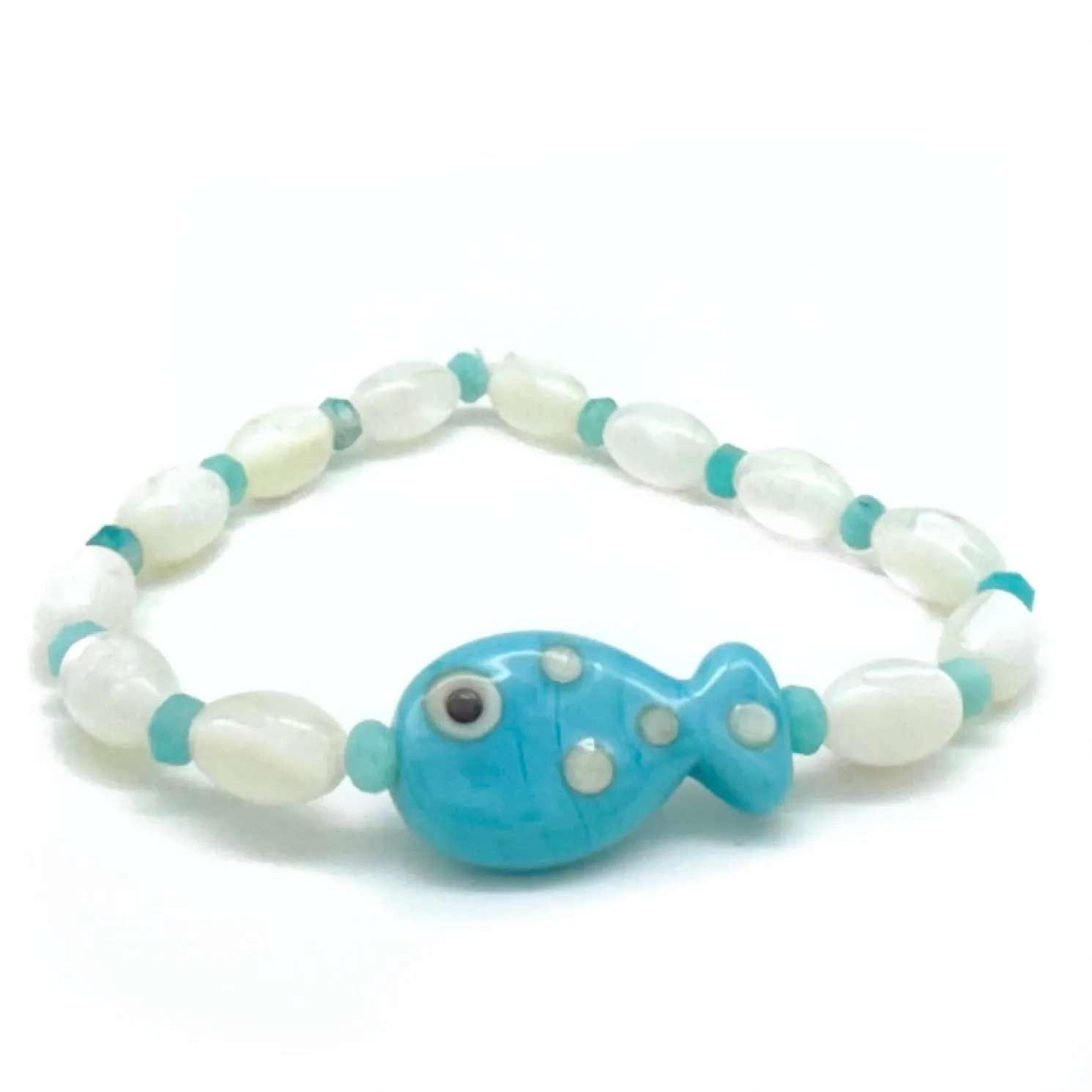 MOTHER OF PEARL & GLASS FISH BRACELET