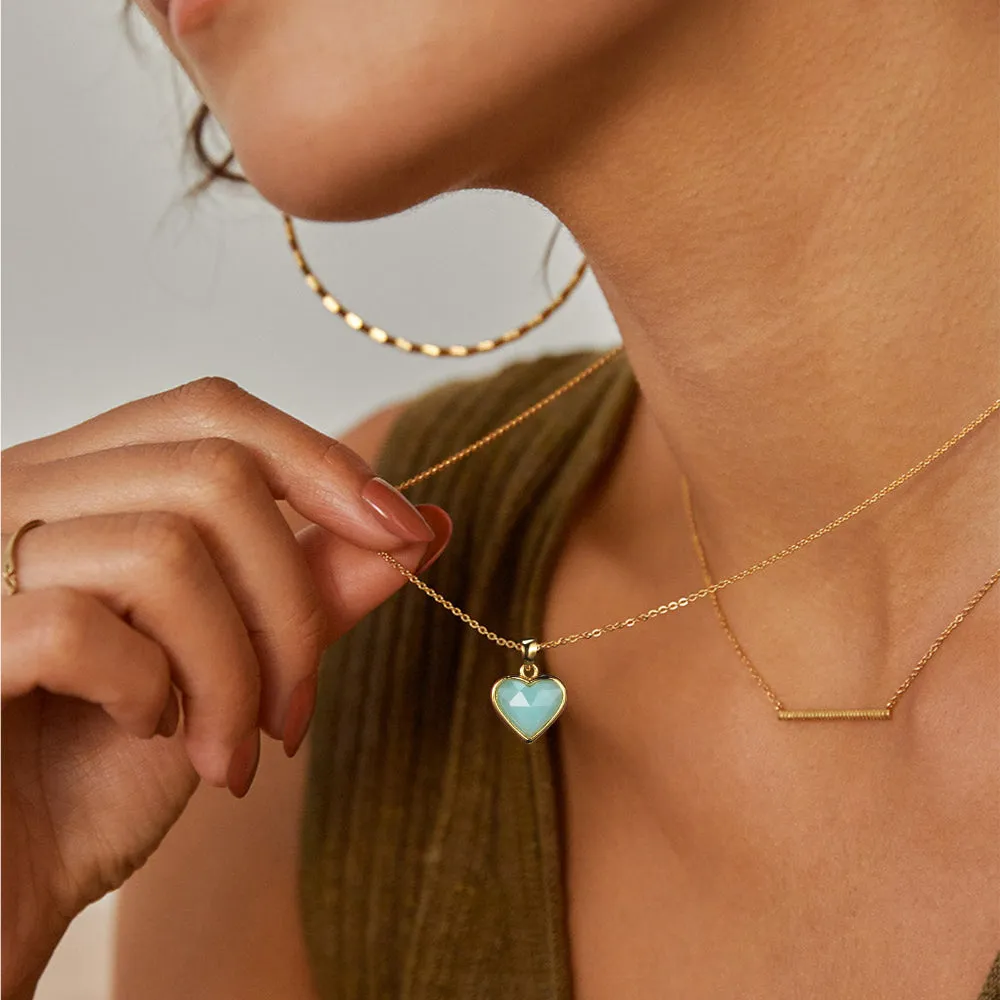 Natural Amazonite Heart Pendant Necklace