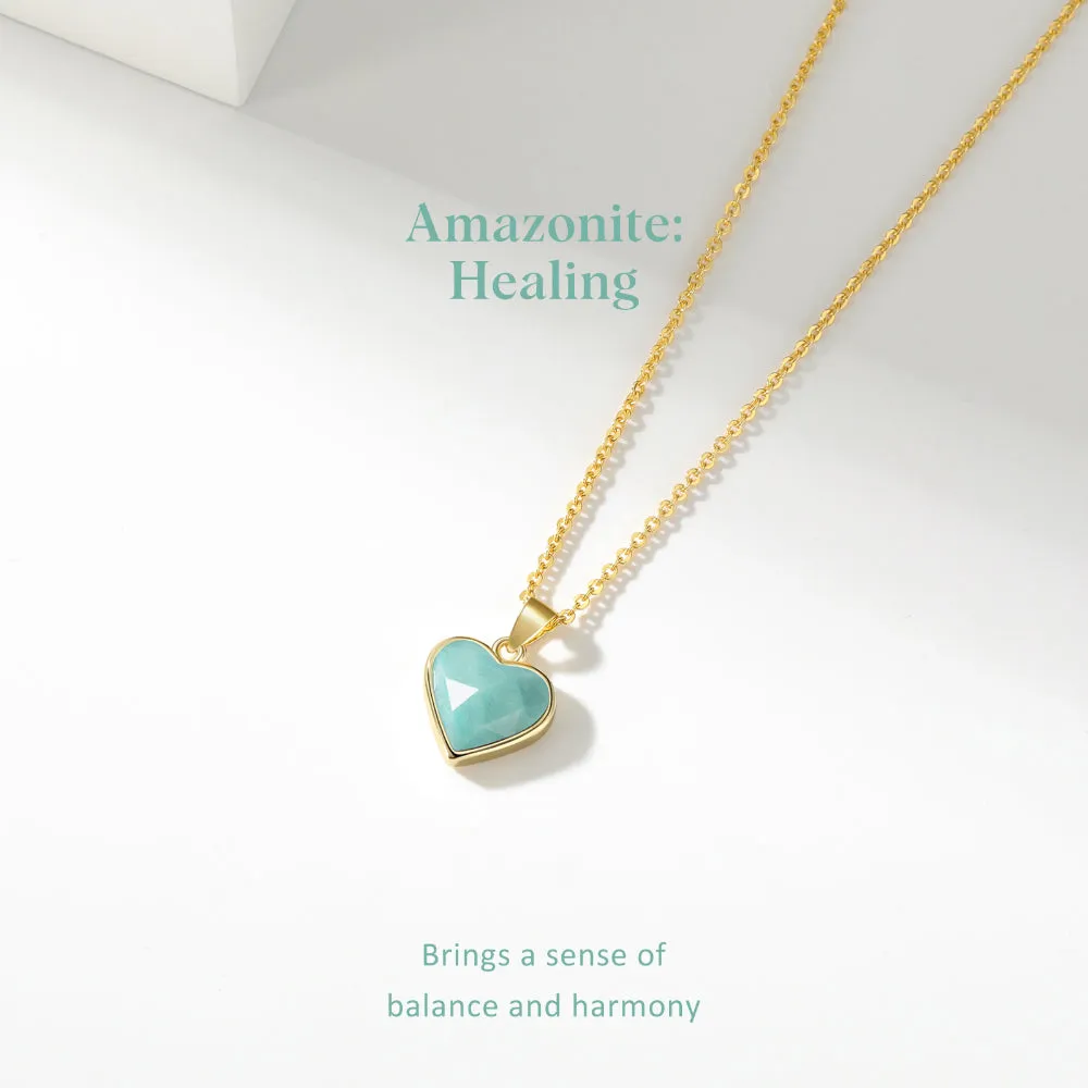 Natural Amazonite Heart Pendant Necklace