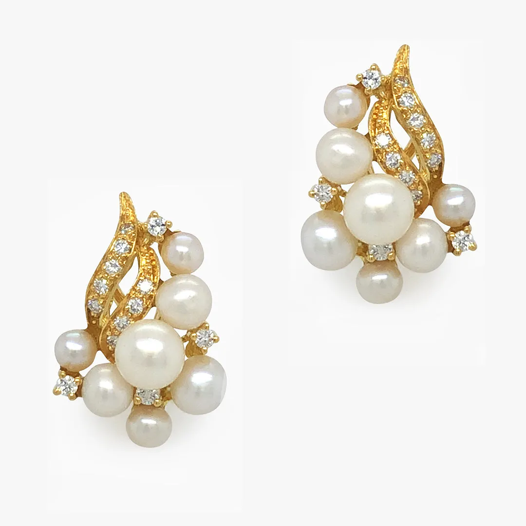 Pearl & Diamond Earrings