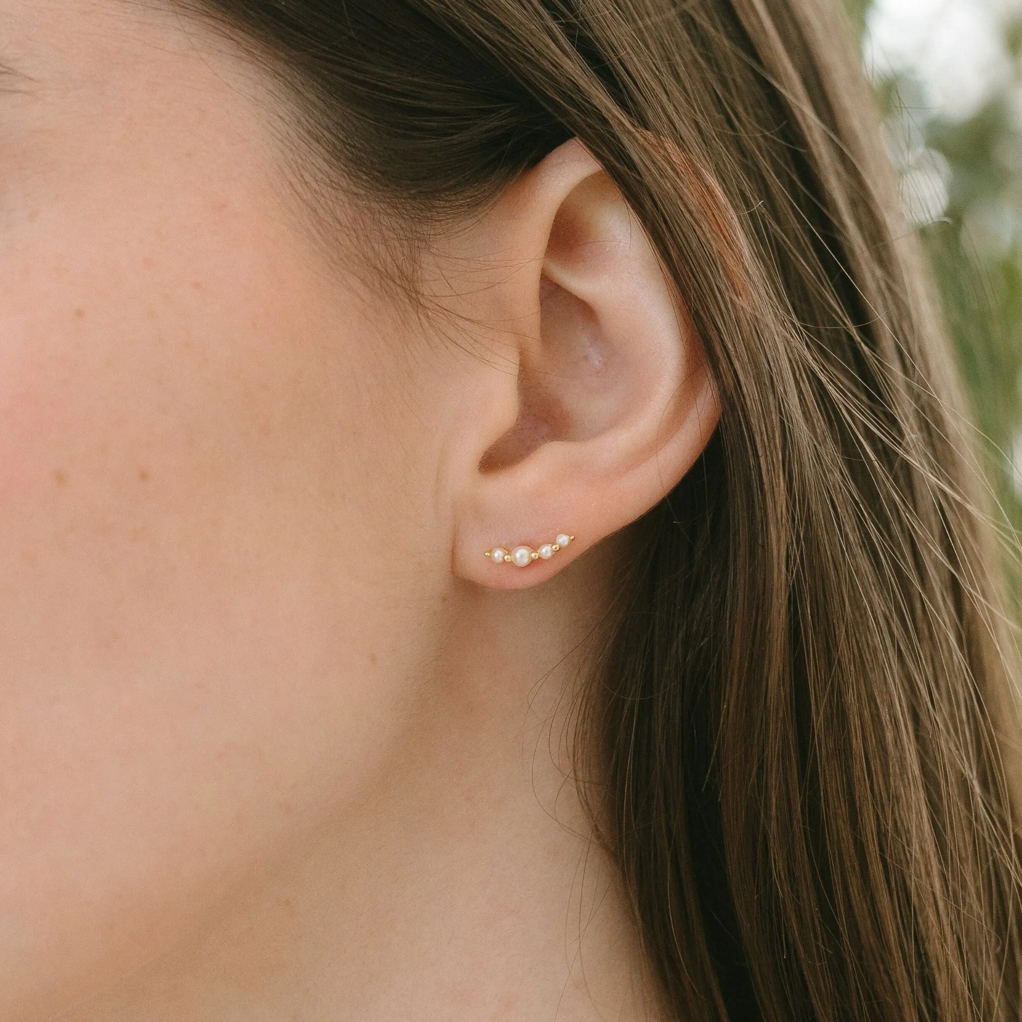 Pearl Climber Stud Earrings