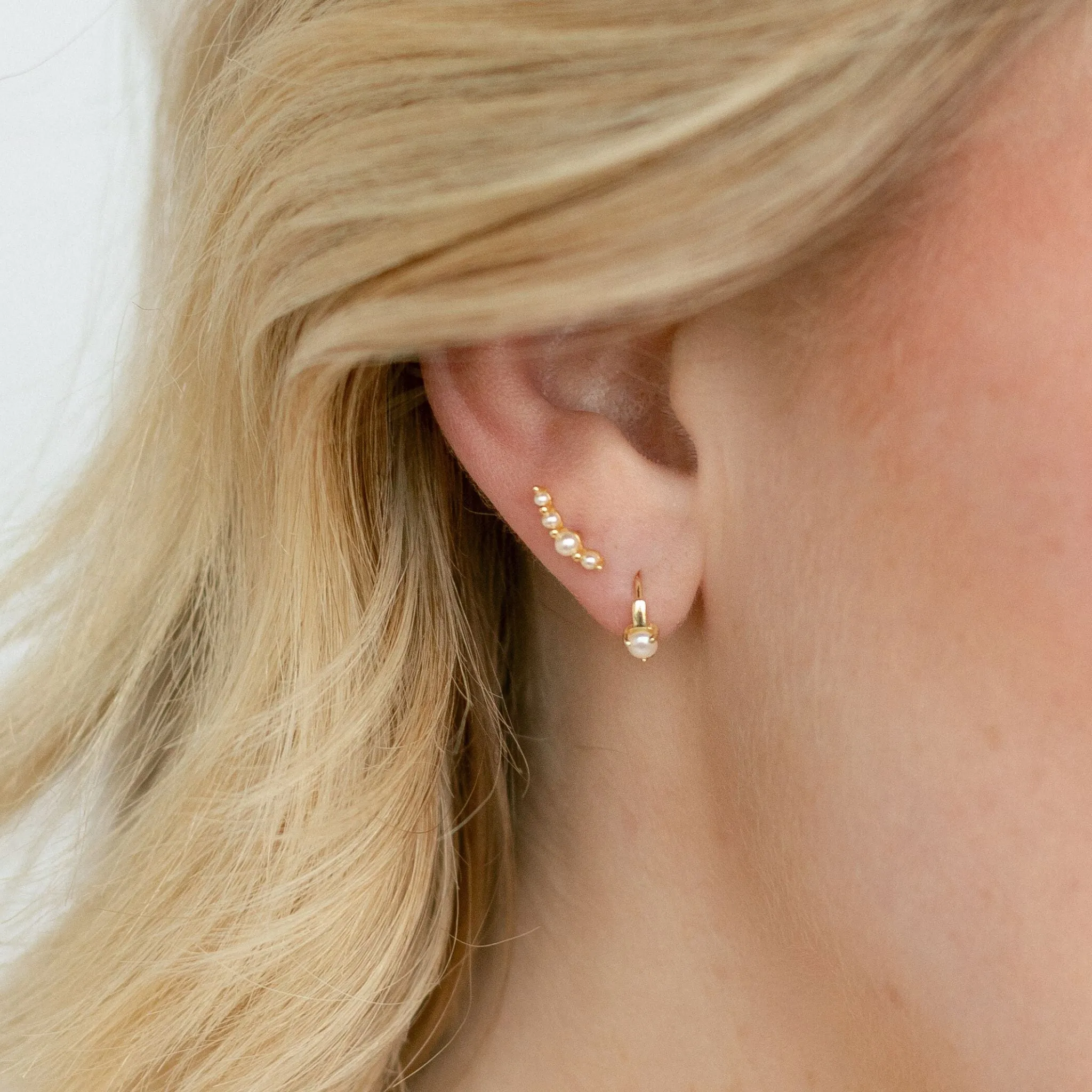 Pearl Climber Stud Earrings