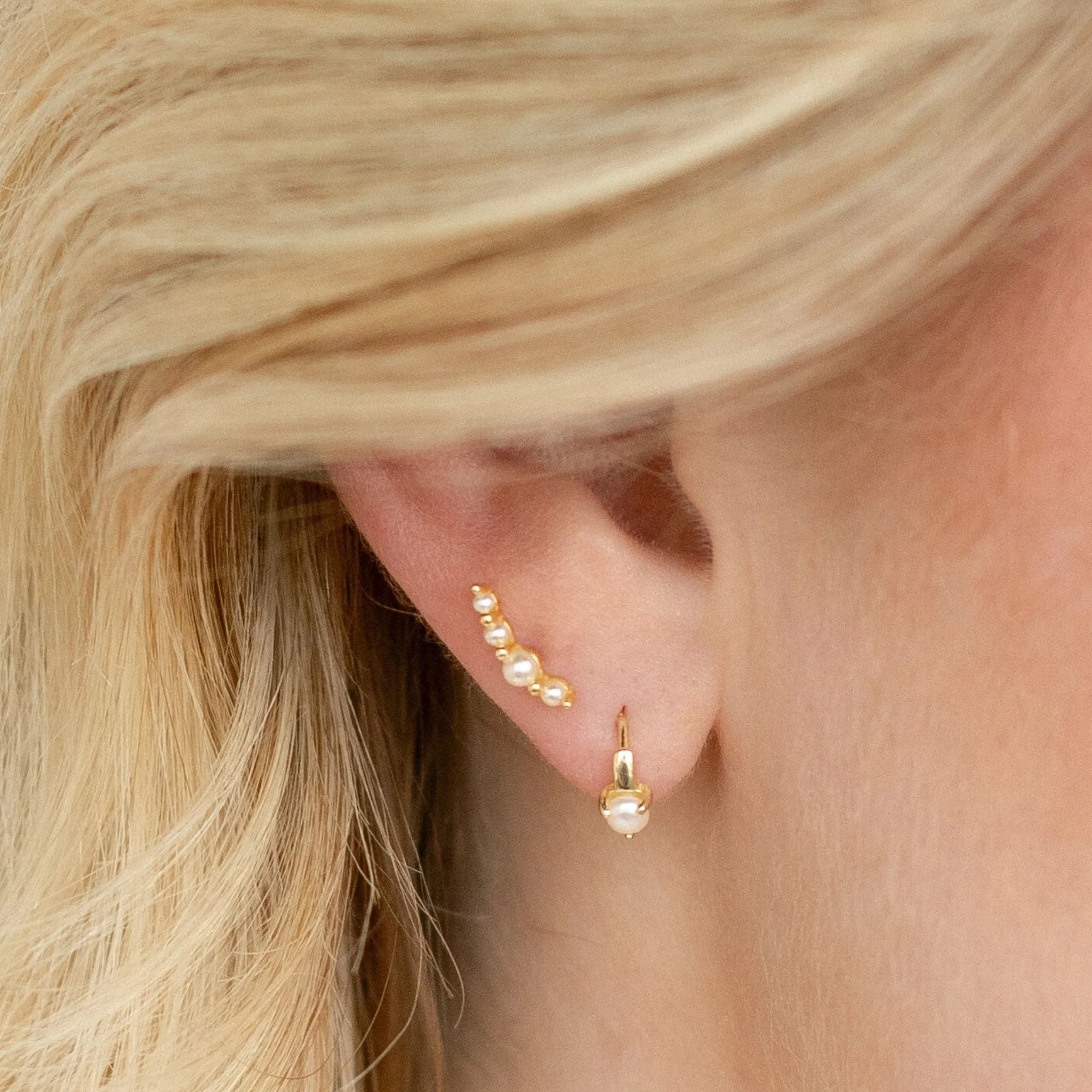 Pearl Climber Stud Earrings