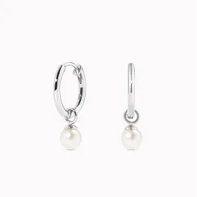 Pearl Huggie Earrings Silver - Kirsten