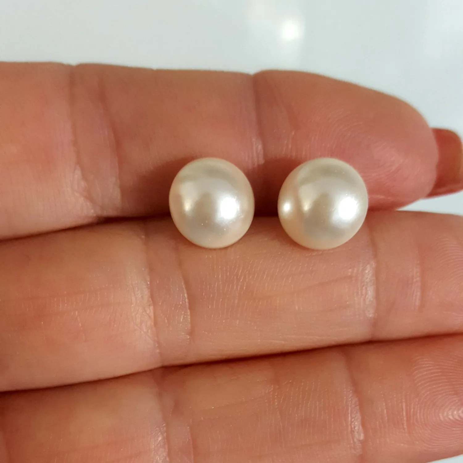 Pearl Stud Earrings Swarovski 10 mm | KJ-388E | Handmade Earrings