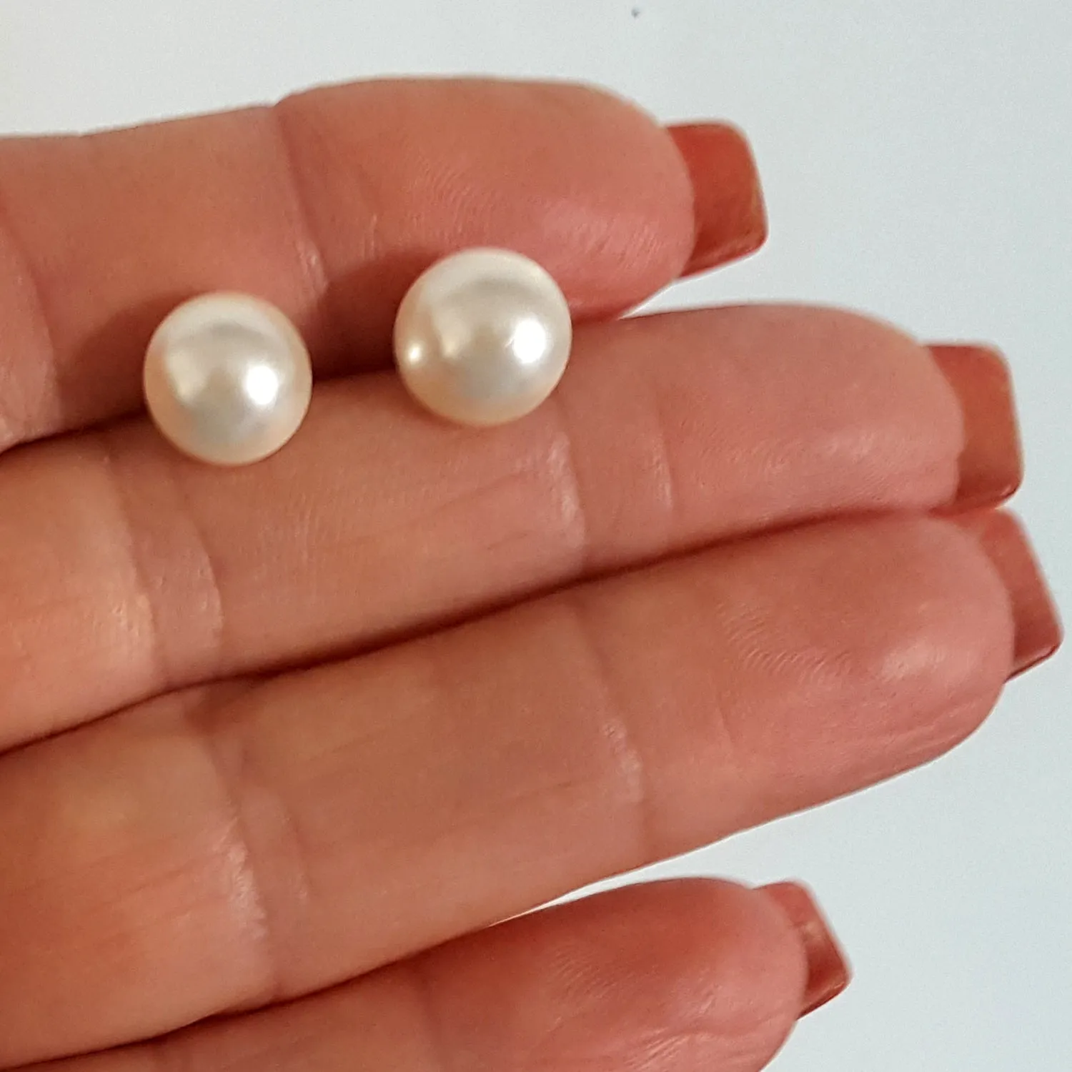 Pearl Stud Earrings Swarovski 10 mm | KJ-388E | Handmade Earrings