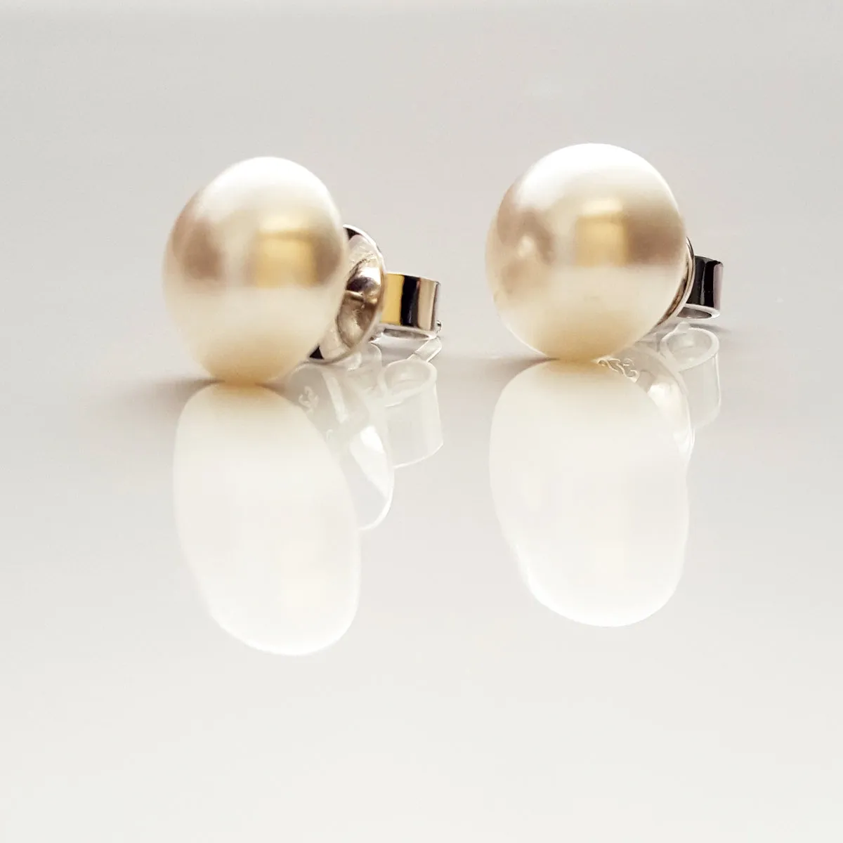 Pearl Stud Earrings Swarovski 10 mm | KJ-388E | Handmade Earrings