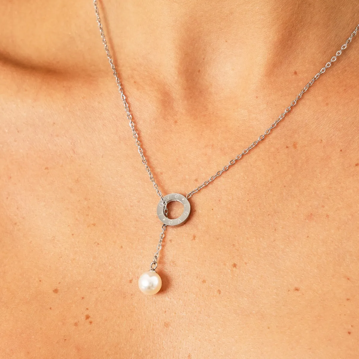 Pearl Thread Necklace - Silver