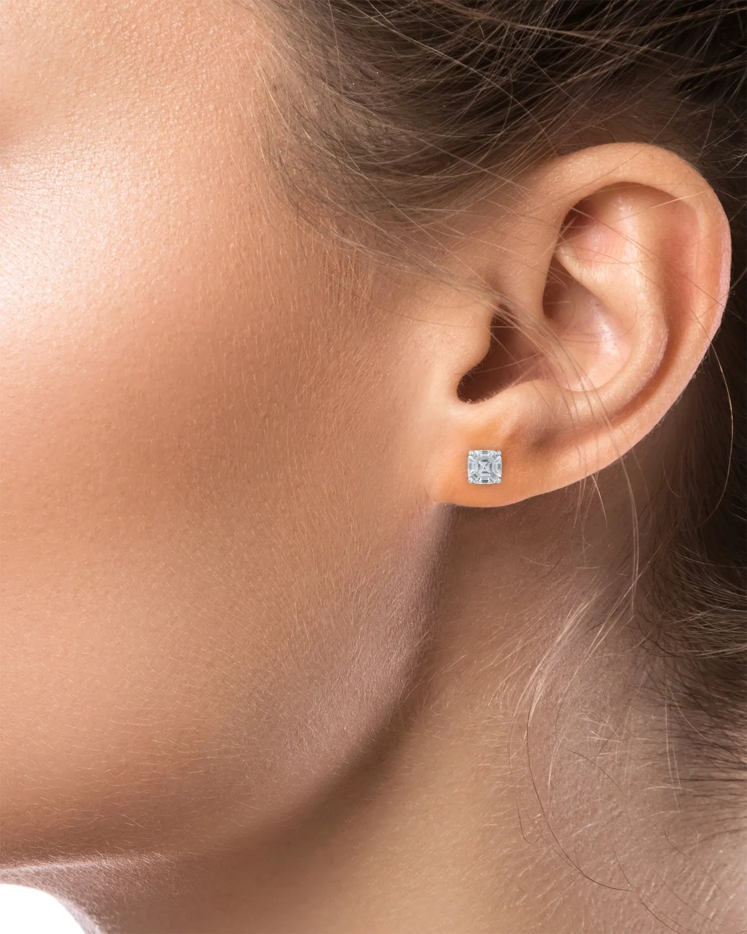 Petite Asscher Cubic Zirconia Stud Earrings