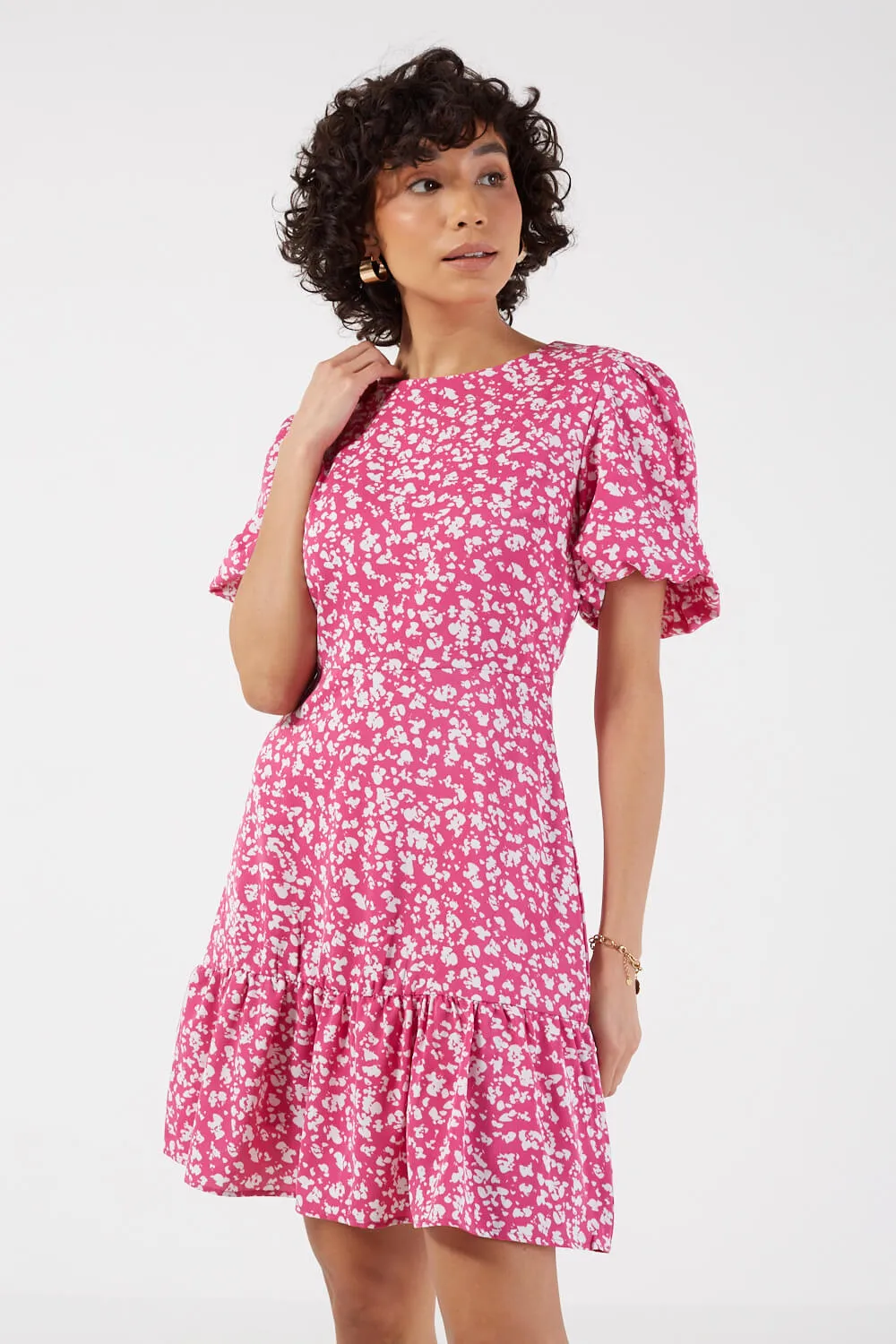 Pixie Daisy Short Puff Sleeve Dress