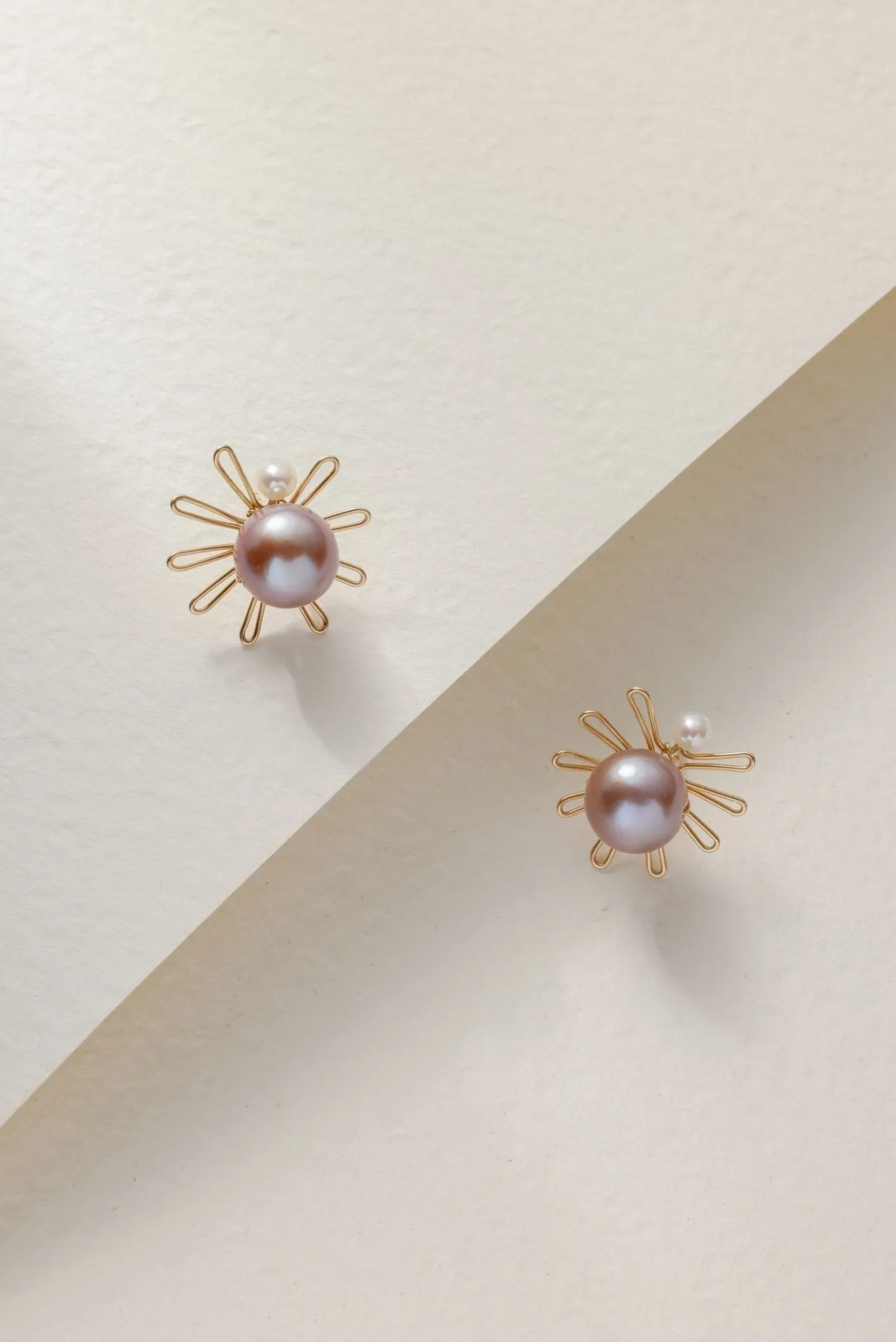 Purple Fairy Series Small Sun Pearl Stud Earrings