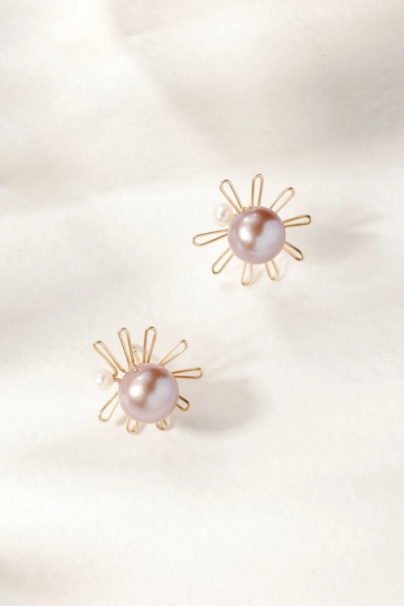 Purple Fairy Series Small Sun Pearl Stud Earrings