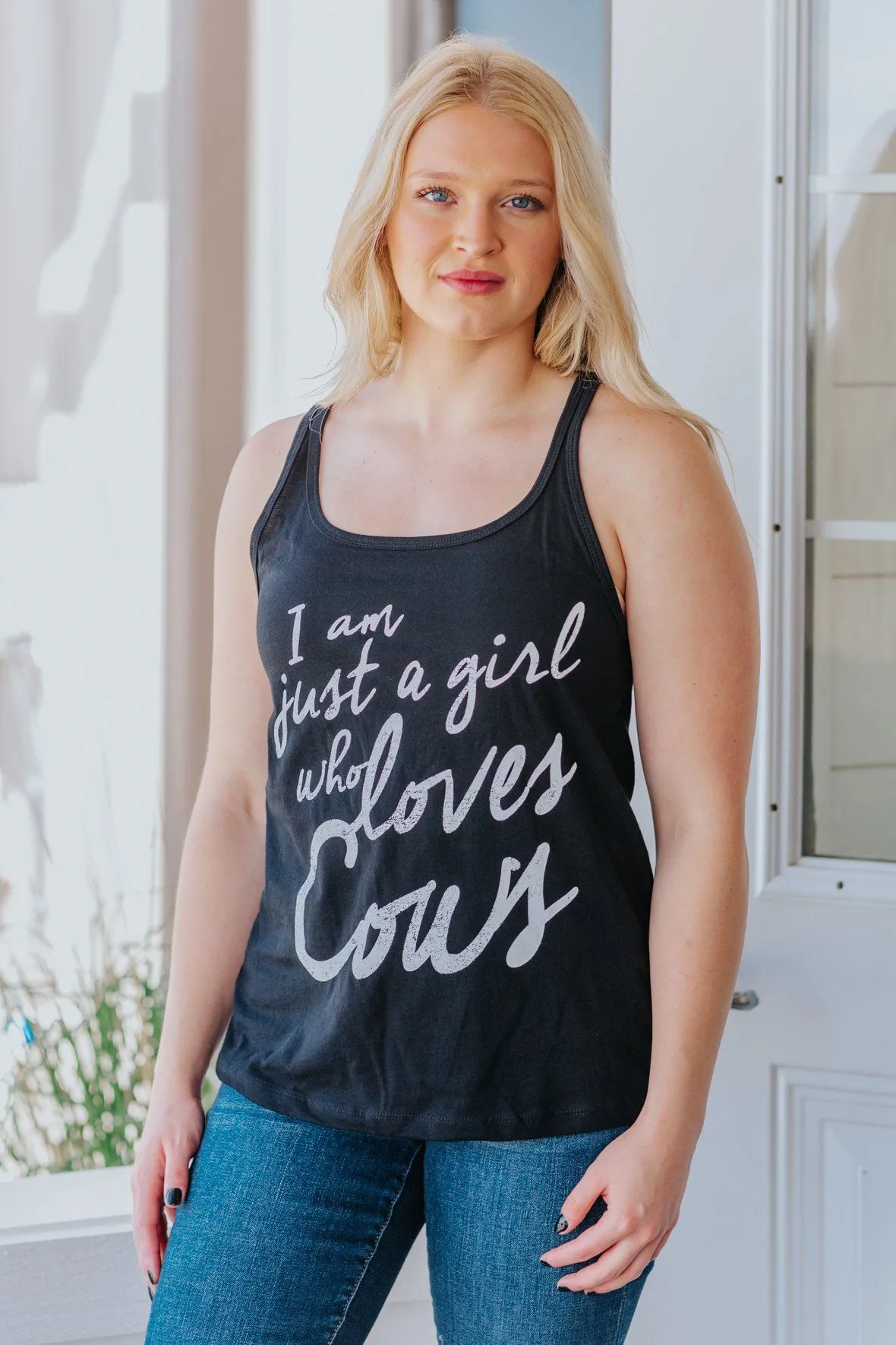 "I am Just a Girl....." Graphic Tank  Top in Black