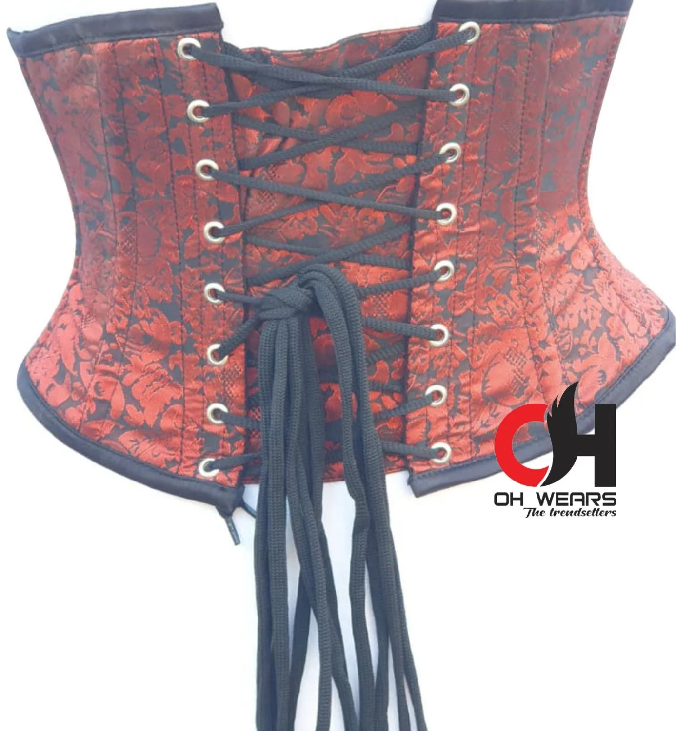 Red Brocade Underbust - Steel Boned