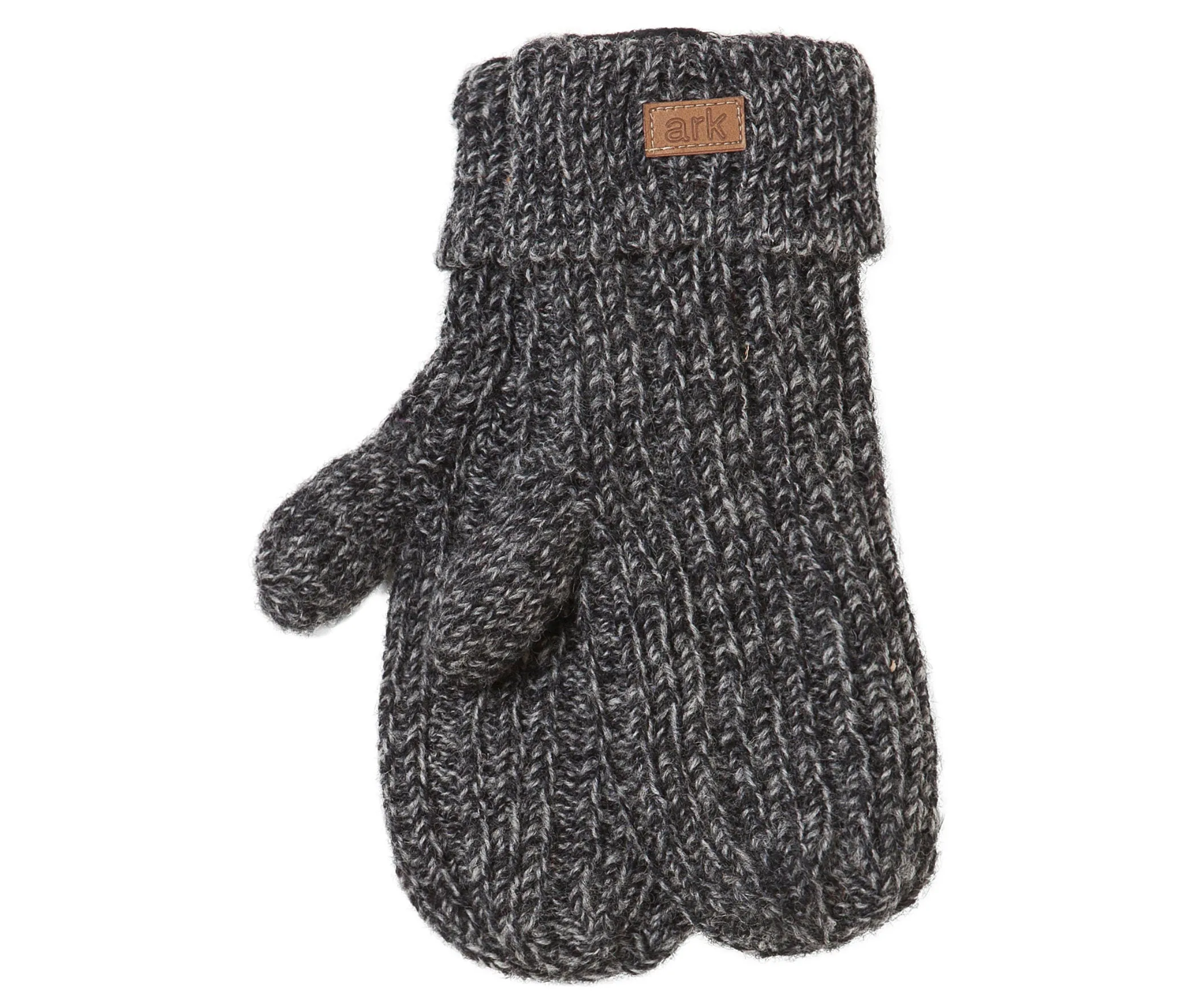 Ribbed Wool Mittens, Charcoal cuff mittens, gloves, Fleece Lined,