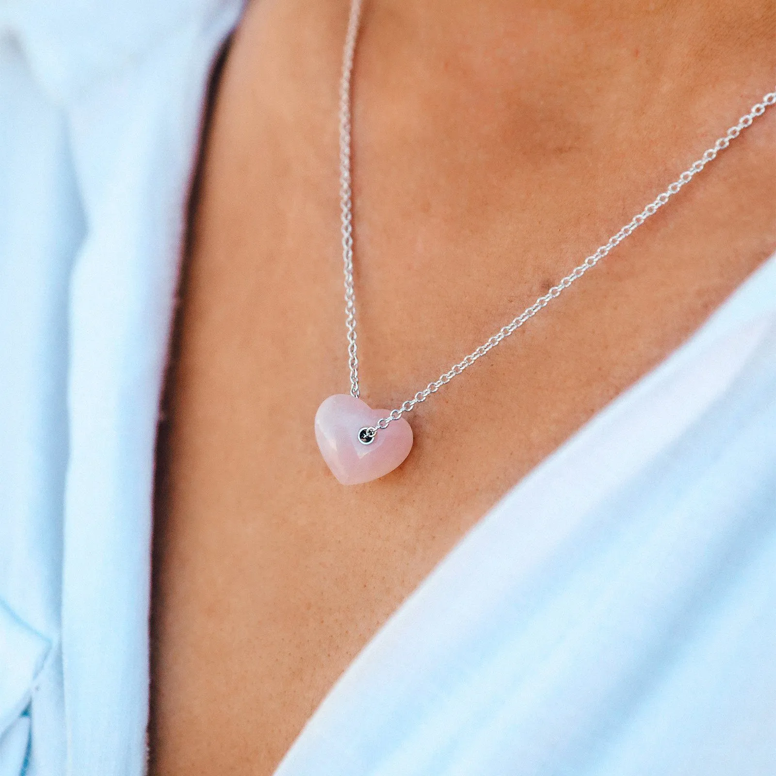 Rose Quartz Heart Necklace