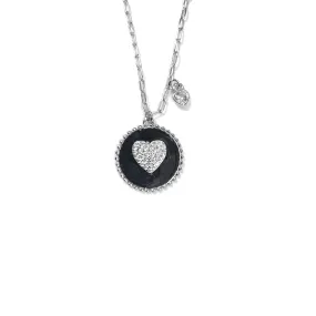 Round Pendant Necklace With Center CZ Heart