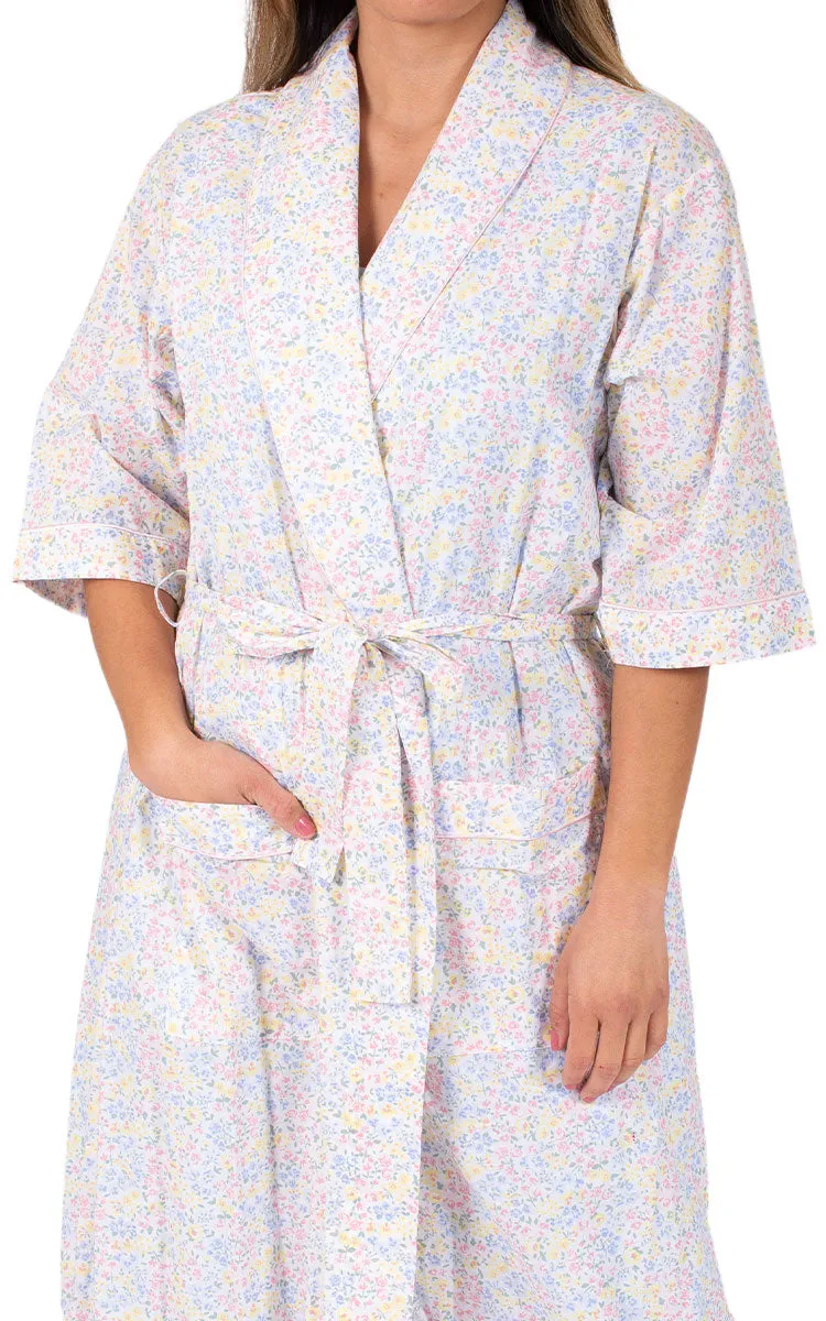 Schrank 100% Cotton Robe with Long Sleeve in Pink Floral Ava SK421