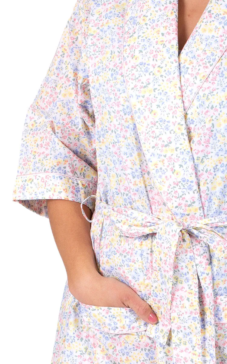 Schrank 100% Cotton Robe with Long Sleeve in Pink Floral Ava SK421