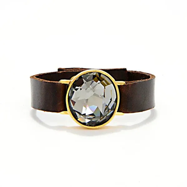 Single Crystal Leather Bracelet