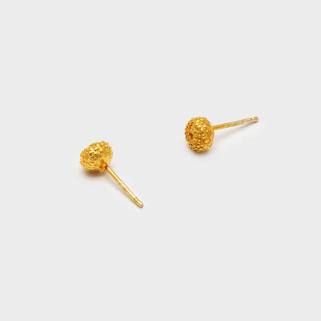 Small round seeds of the forest - stud earrings - sterling silver 925 gold plated