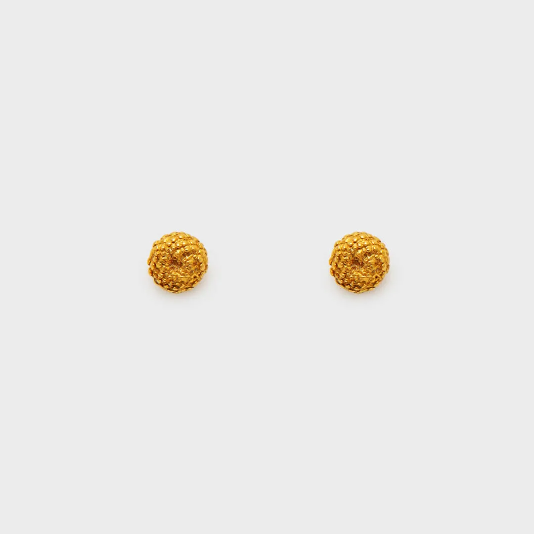 Small round seeds of the forest - stud earrings - sterling silver 925 gold plated