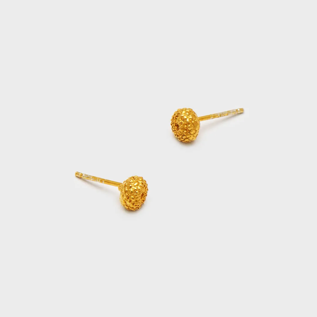 Small round seeds of the forest - stud earrings - sterling silver 925 gold plated