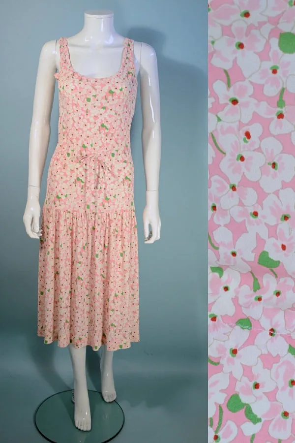 SOLD 1980s Diane Von Furstenberg Pink   White Floral Dress