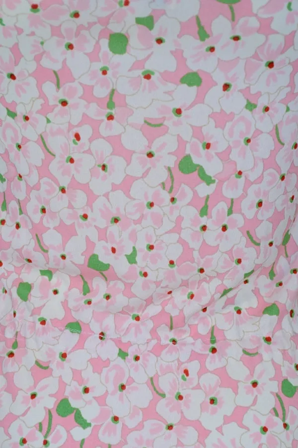 SOLD 1980s Diane Von Furstenberg Pink   White Floral Dress