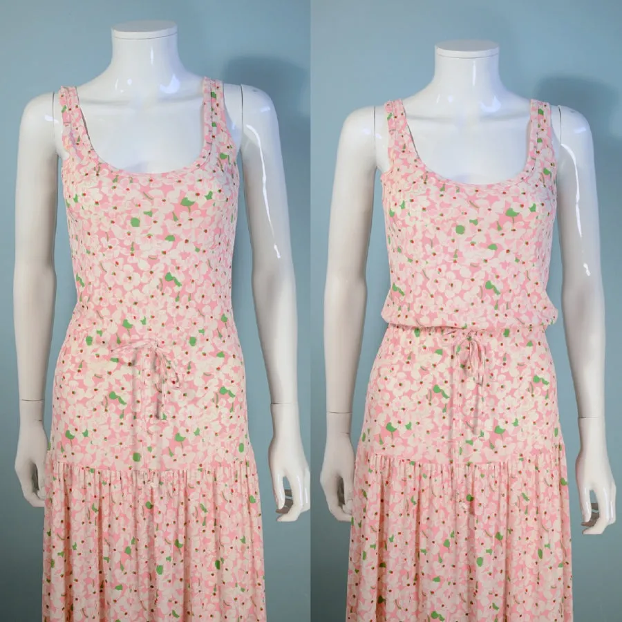 SOLD 1980s Diane Von Furstenberg Pink   White Floral Dress