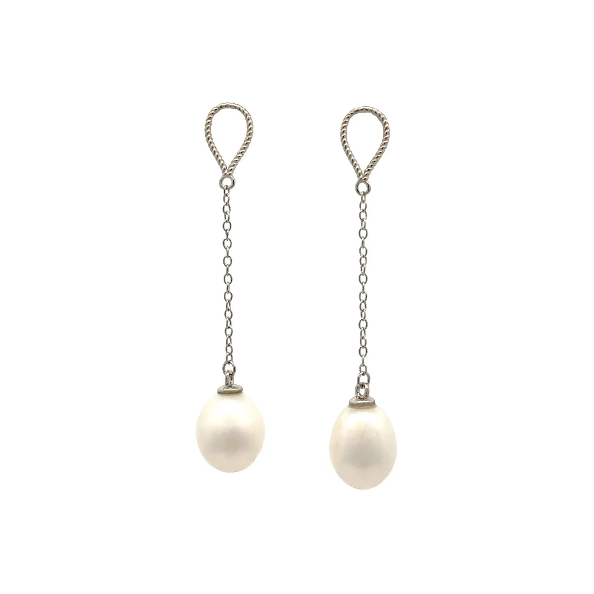 Sterling Silver Freshwater 8-9mm Pearl Drop Earrings