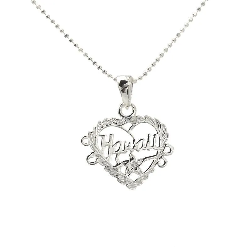 Sterling Silver HAWAII Heart Pendant (Chain Sold Separately)