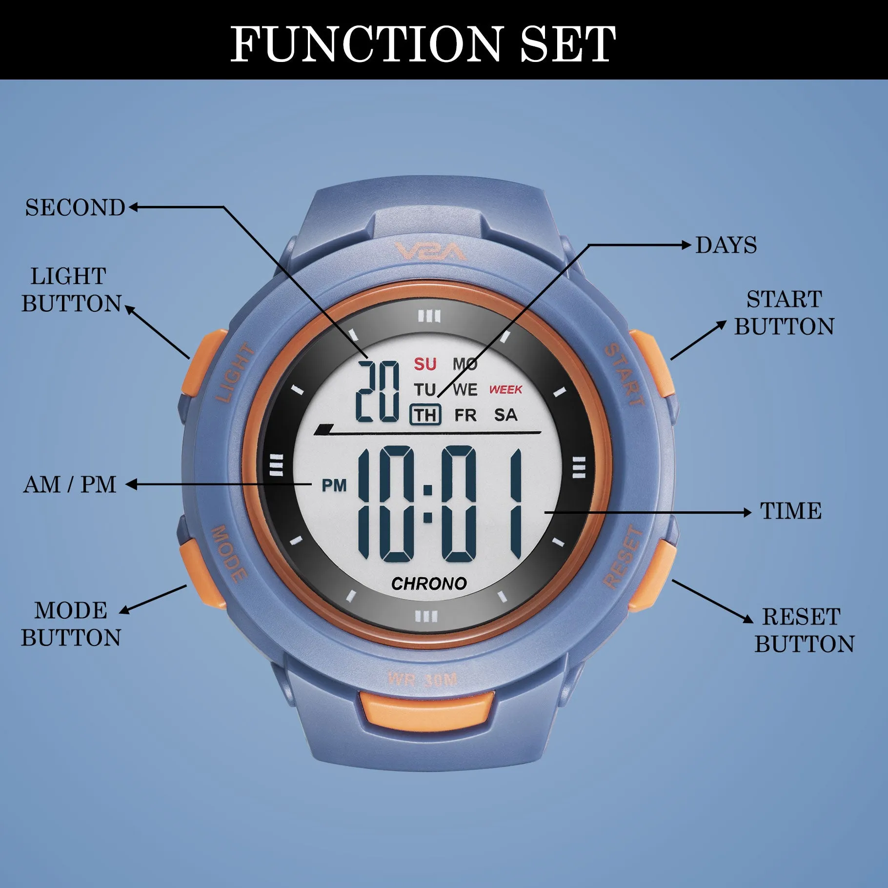 V2A Digital Watch Kids Watch Unisex-Child Between 4 to 13 Years of Age Multi-Functional 30 M Waterproof Digital Sports Watches for Kids | Digital Watch for Kids