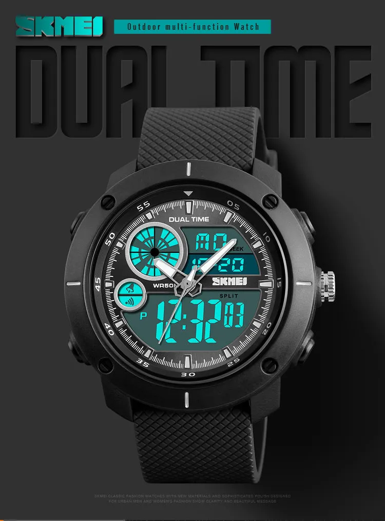 V2A S-Shock Military Green Analog Digital Fashion Sport Watches for Men's and Boys