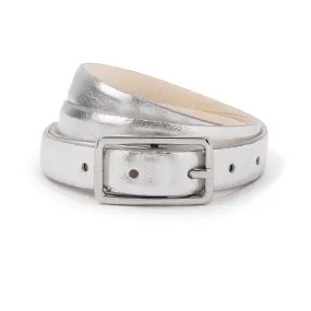 Varenna: Silver Metallic Skinny Belt