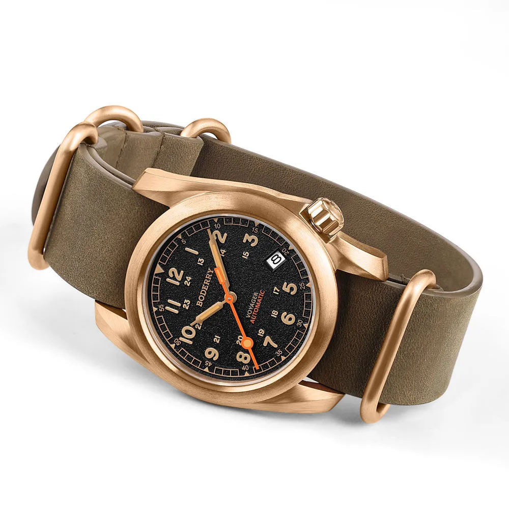 VOYAGER - 100M Waterproof Bronze Automatic Field Watch | Black