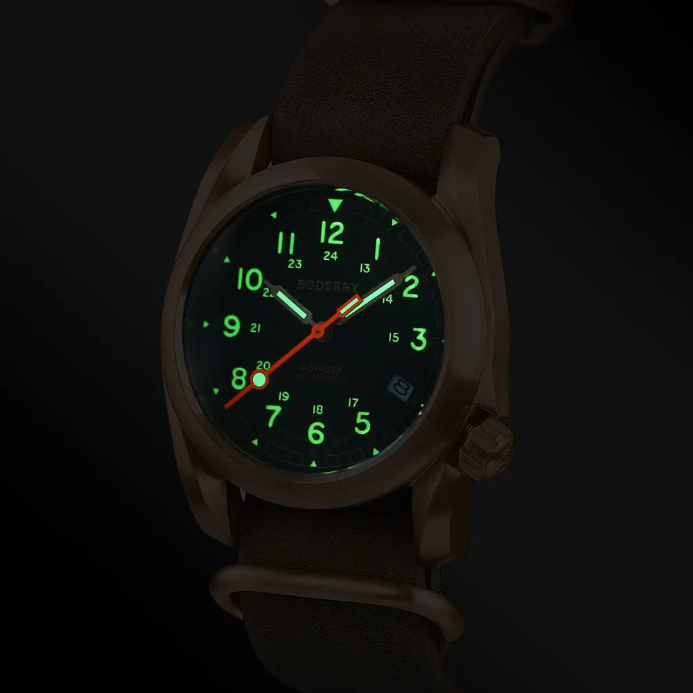 VOYAGER - 100M Waterproof Bronze Automatic Field Watch | Black