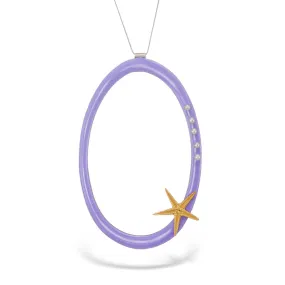 Water sky - casual cord necklace - lilac enamel - silver 925 - gold plated