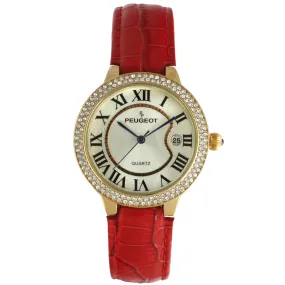 Women's 36mm Round Tank Red Leather Strap Watch